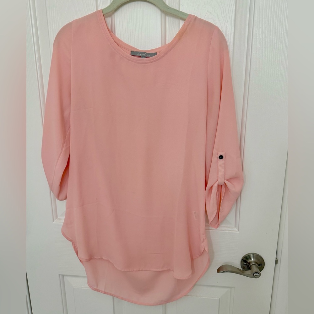 Sweet Rain Flowy Pink Blouse Women's size SMALL